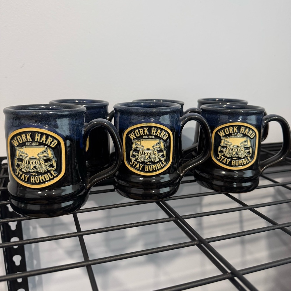 RARE Dixxon Work Hard Stay Humble Black Mug, Deneen Pottery
